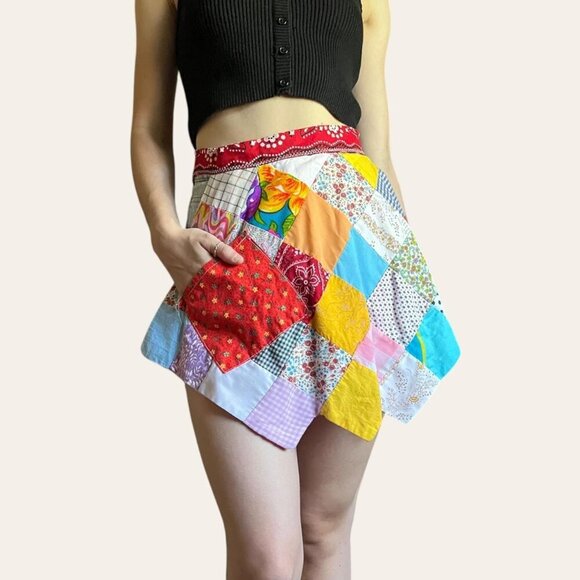 Vintage handmade patchwork skirt/waist apron - Picture 1 of 8